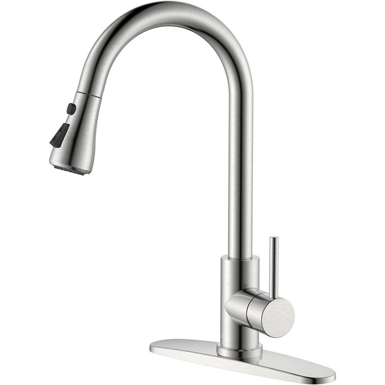 APPASO Pull Down shops Kitchen Faucet with Sprayer w Soap Dispenser - Brushed Nickel